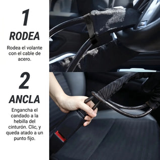 GuardClic - Candado Antirrobo de Volante con Cable de Acero